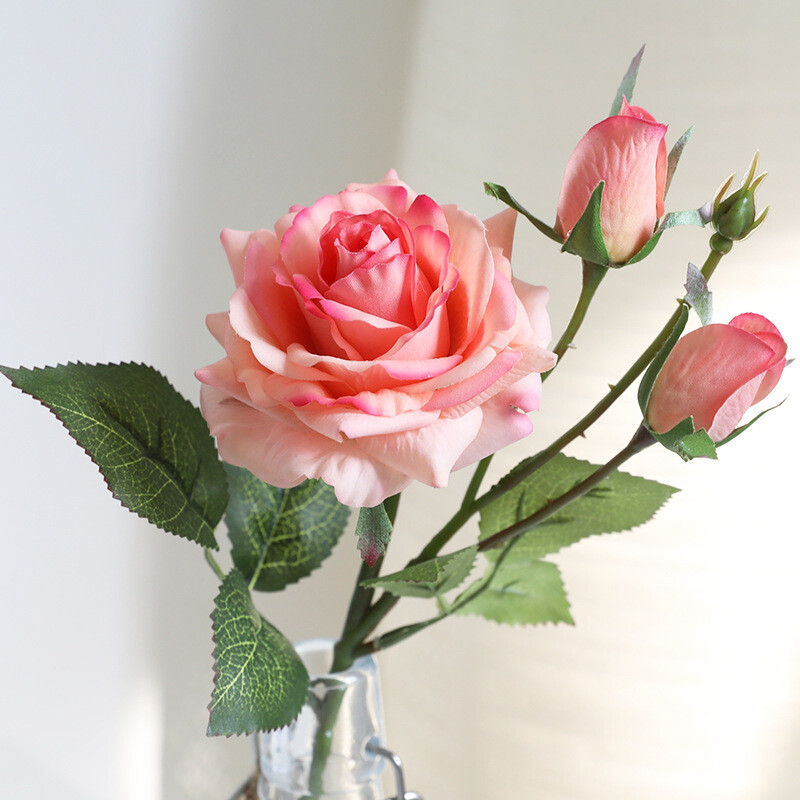 2PCS Artificial Rose Flowers Long Bouquet Fake Plants Wedding Party Decor Supply