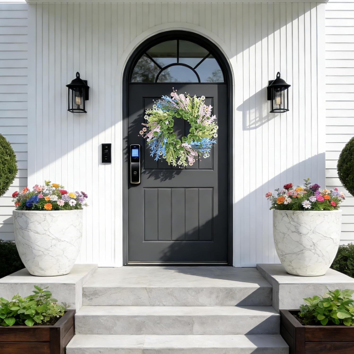 26In Macaron Forsythia Wreath All Season Front Door Farmhouse Easter Decor