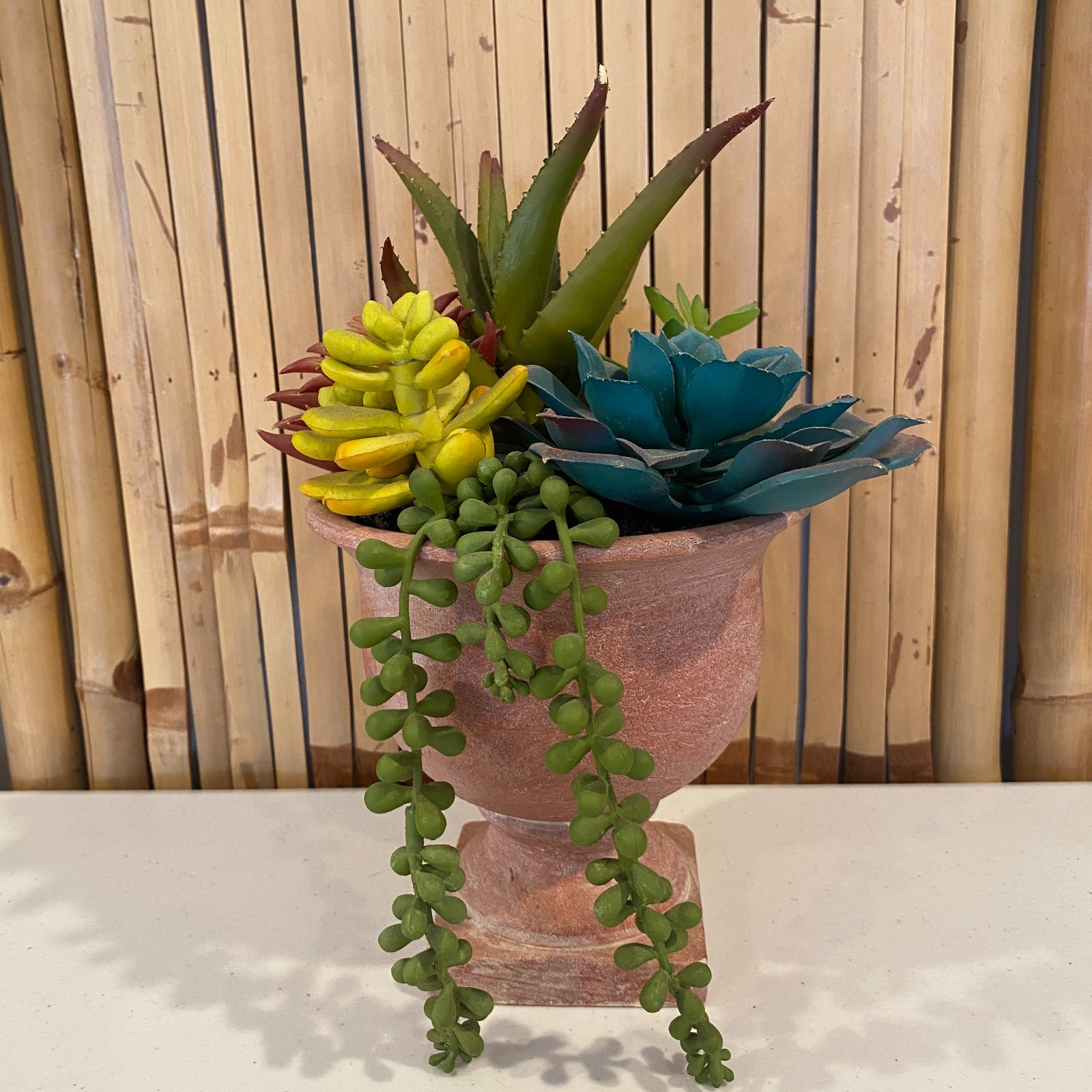 Cottagecore Faux Terracotta Pottery Succulent Arrangement Desert Boho Home Decor
