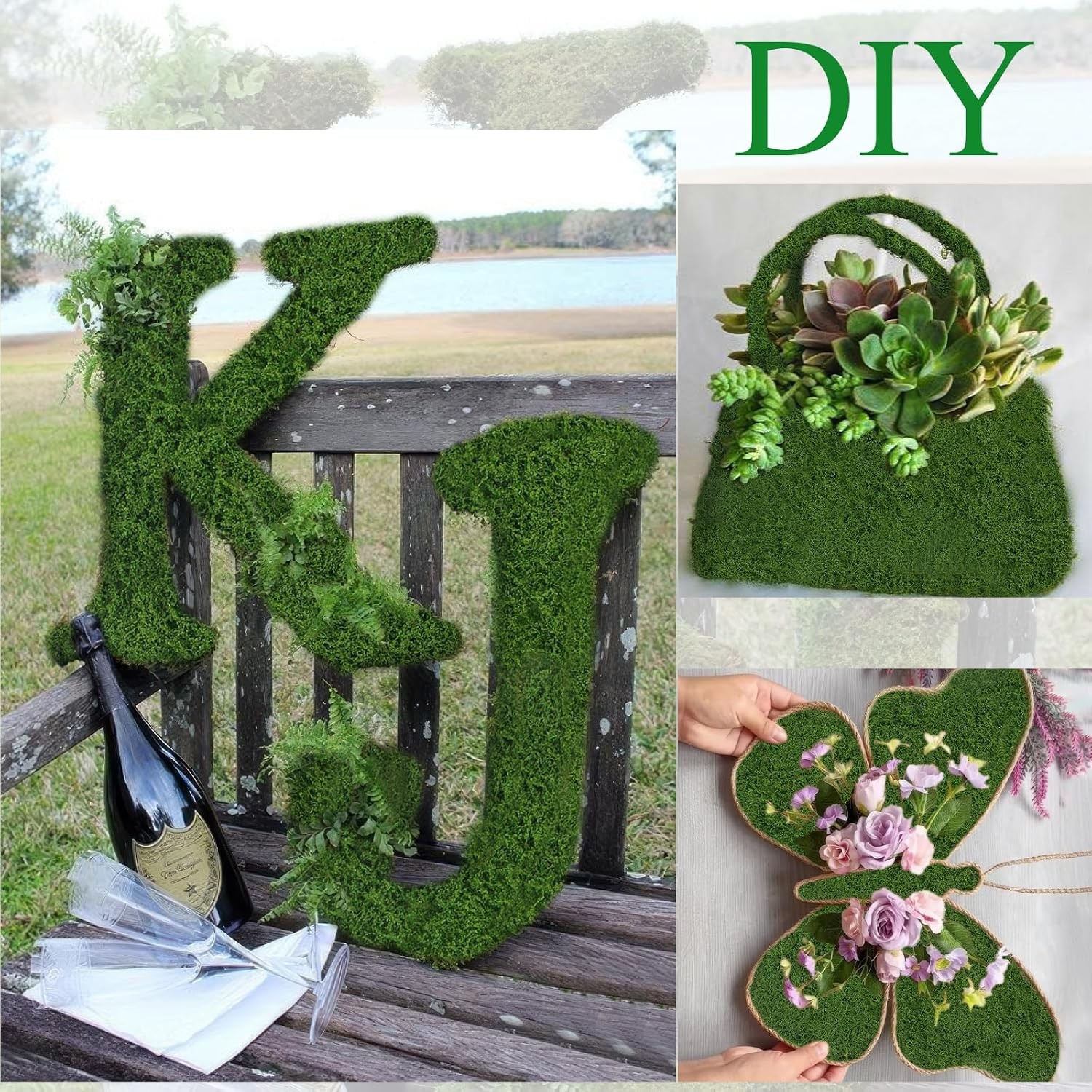 Fake Moss Mat 39″ x 39″ Faux Moss Blanket for Indoor Plants Dark Green Mossy