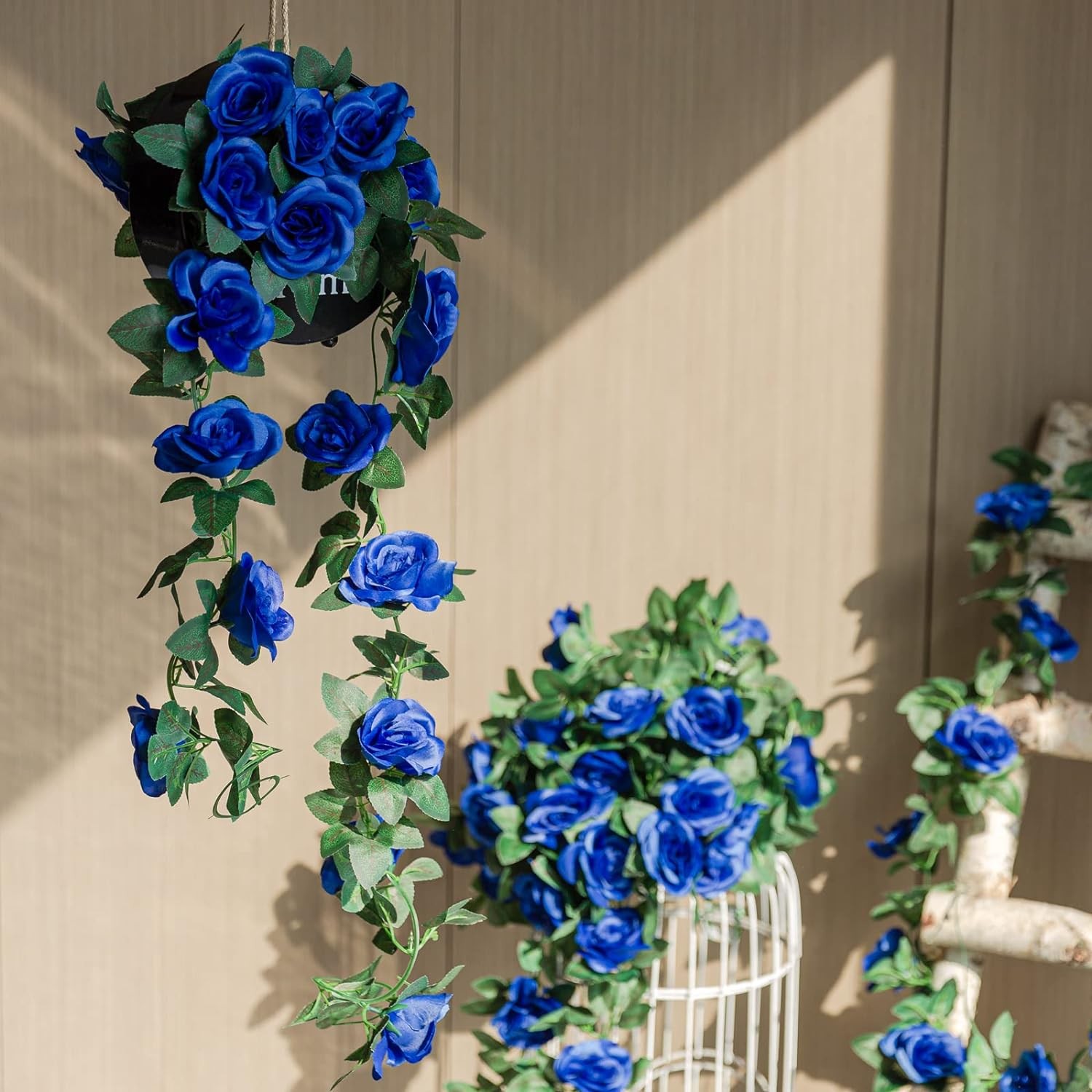 2 Pack (16FT) Artificial Rose Vine Fake Flowers Garland Hanging Silk Rose Ivy Pl