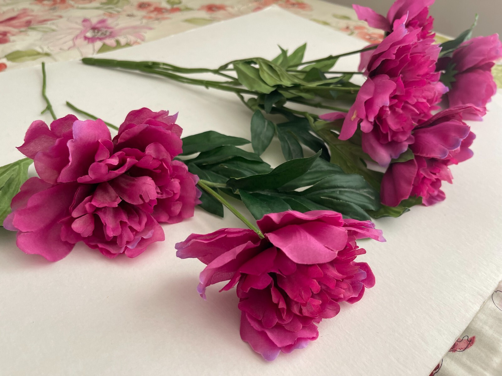 Purple Rose Peony, Faux Silk Floral Spray Bush, Artificial Bouquet, 20″ Height