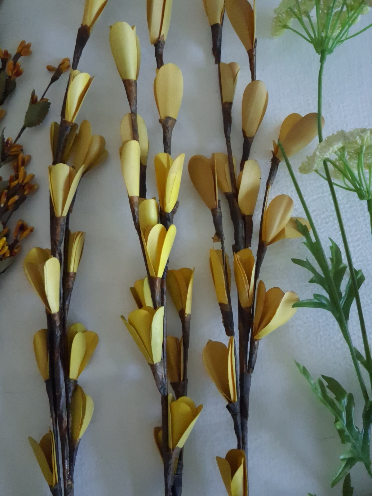 Artificial Mustard Yellow Floral Stem Lot 9 Stems Faux Flowers 12-32″