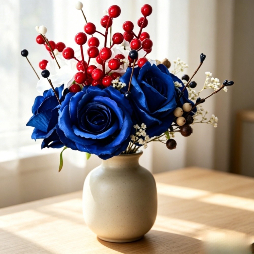 35cm Patriotic Berry Stems for American Holiday Decor and Weddings