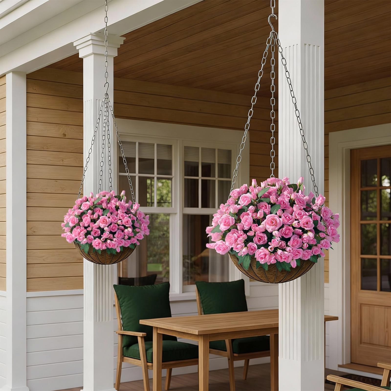 8 Bundles Artificial Roses for Front Door Outdoor Decor, Realistic Fake Silk …
