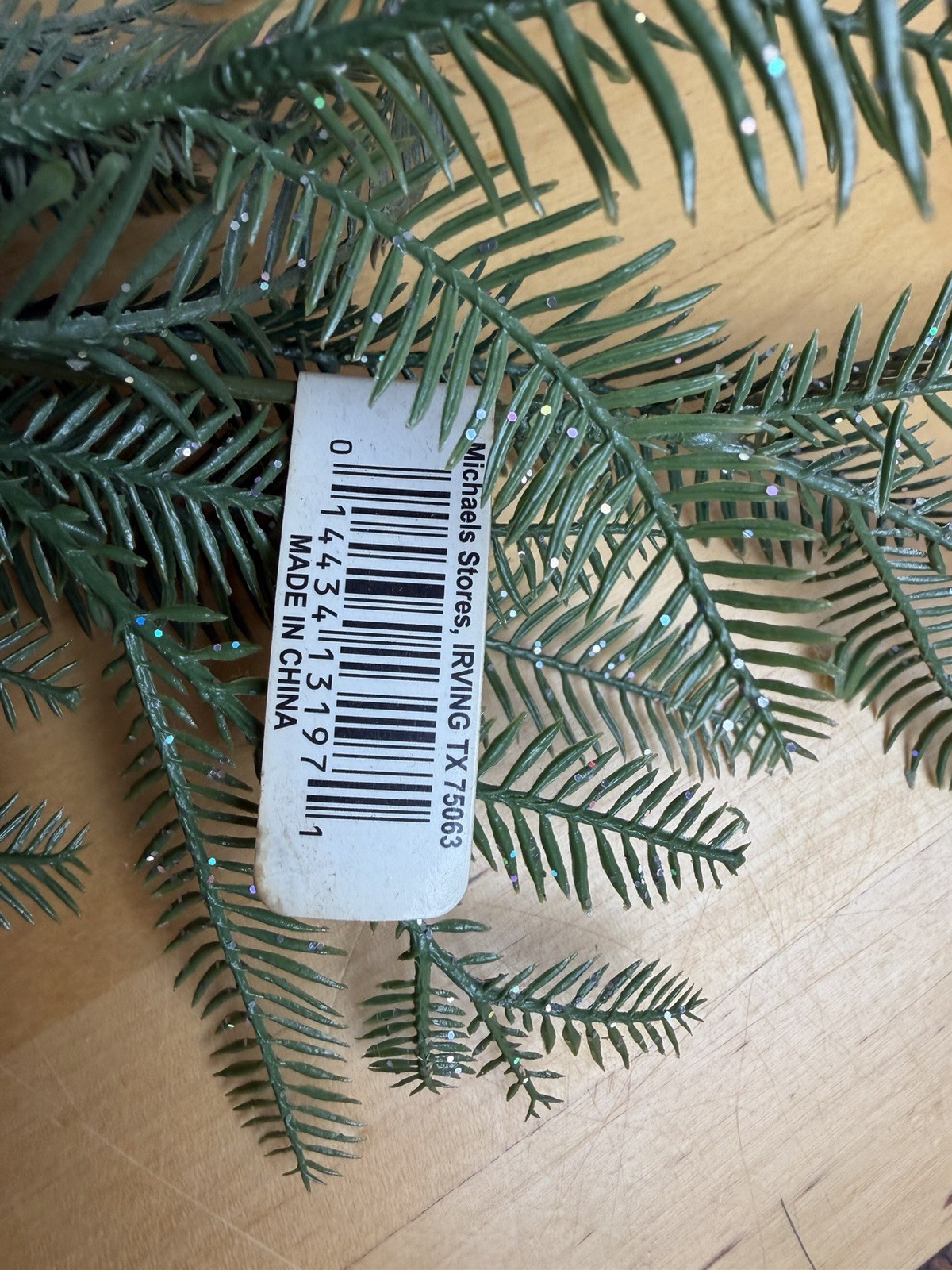 Lot of 17 Glittered Artificial Pine Branches – 1 Full Bush Stem + 16 Sprigs