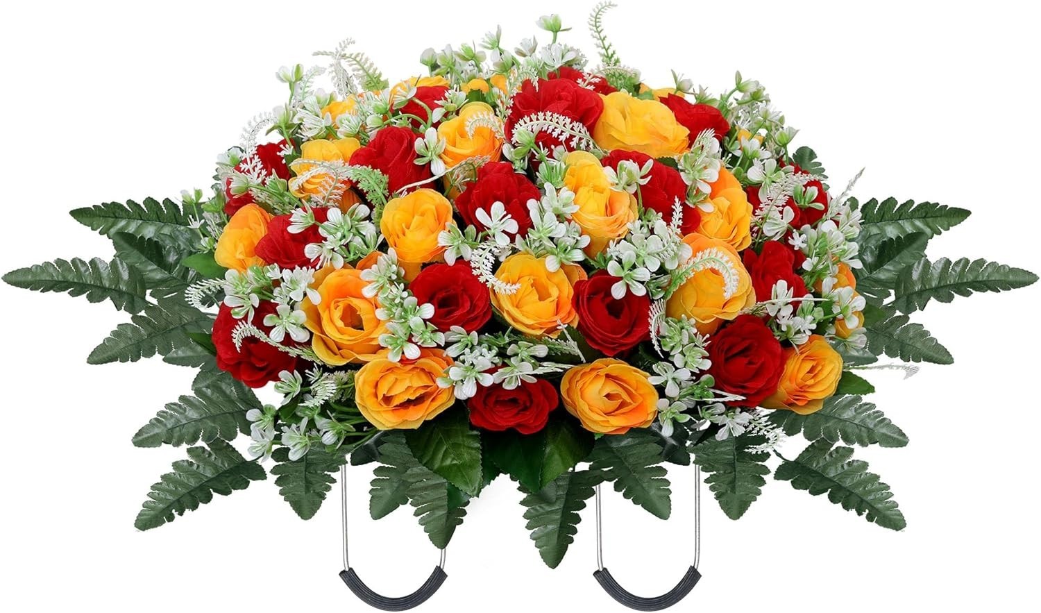 Headstone Flower Saddle,Large Artificial Cemetery Flowers for Grave,Cemetery Mem
