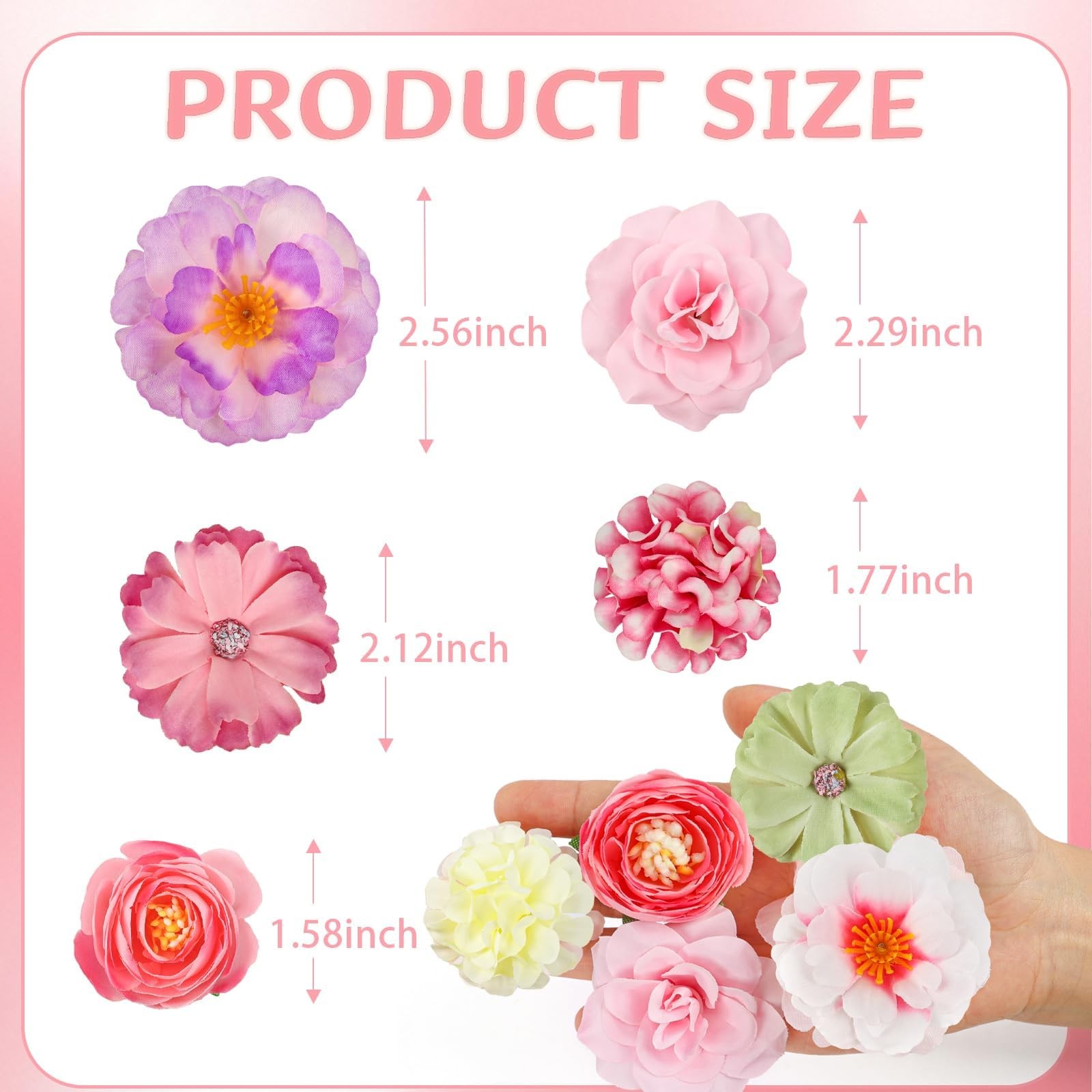 Fake Flower Heads Mini Silk Flowrs Bulk Small Flower 3D Loose Faux Daisy Rose…