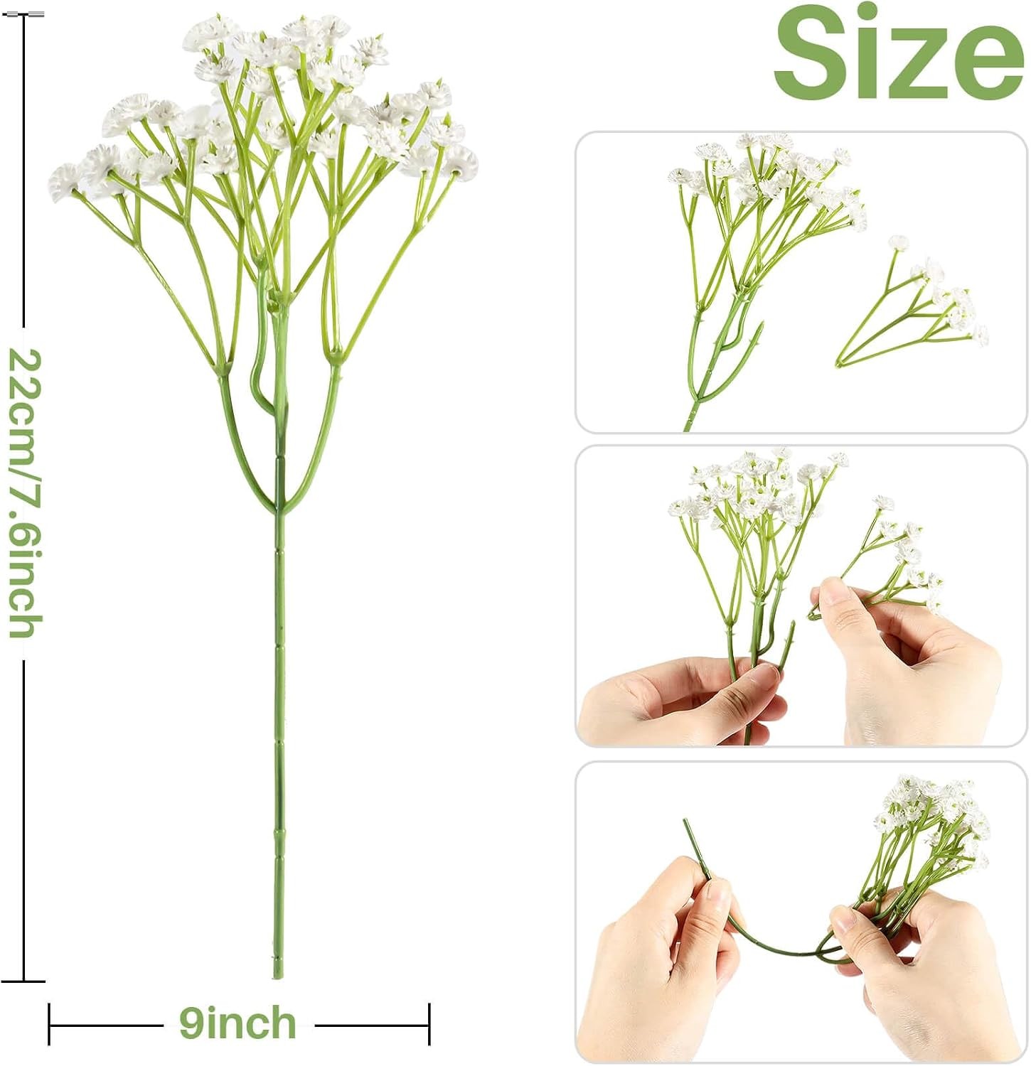 10 Baby Breath Artificial Flowers – 7.6″ Babies Breath Flowers Artificial Faux