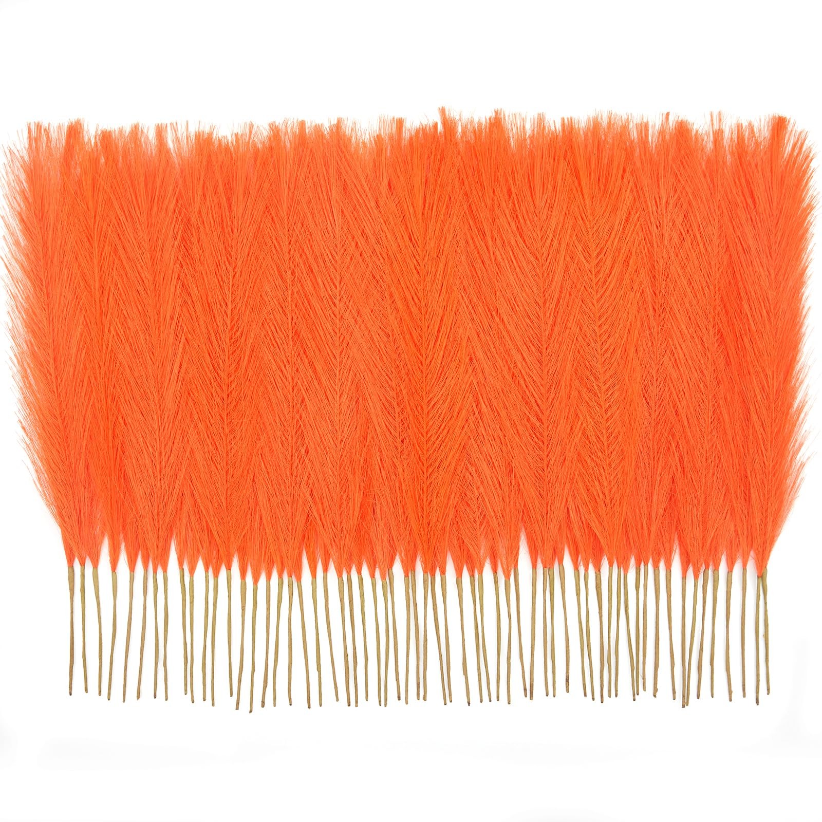50 PCS 17 inch Light Orange Pampas Grass Decor, Small Fluffy Vase Filler Stems