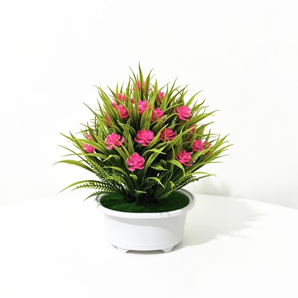 Vibrant Artificial Rose Plant in Pot 17 cm Wide for Indoor Table Centerpiece