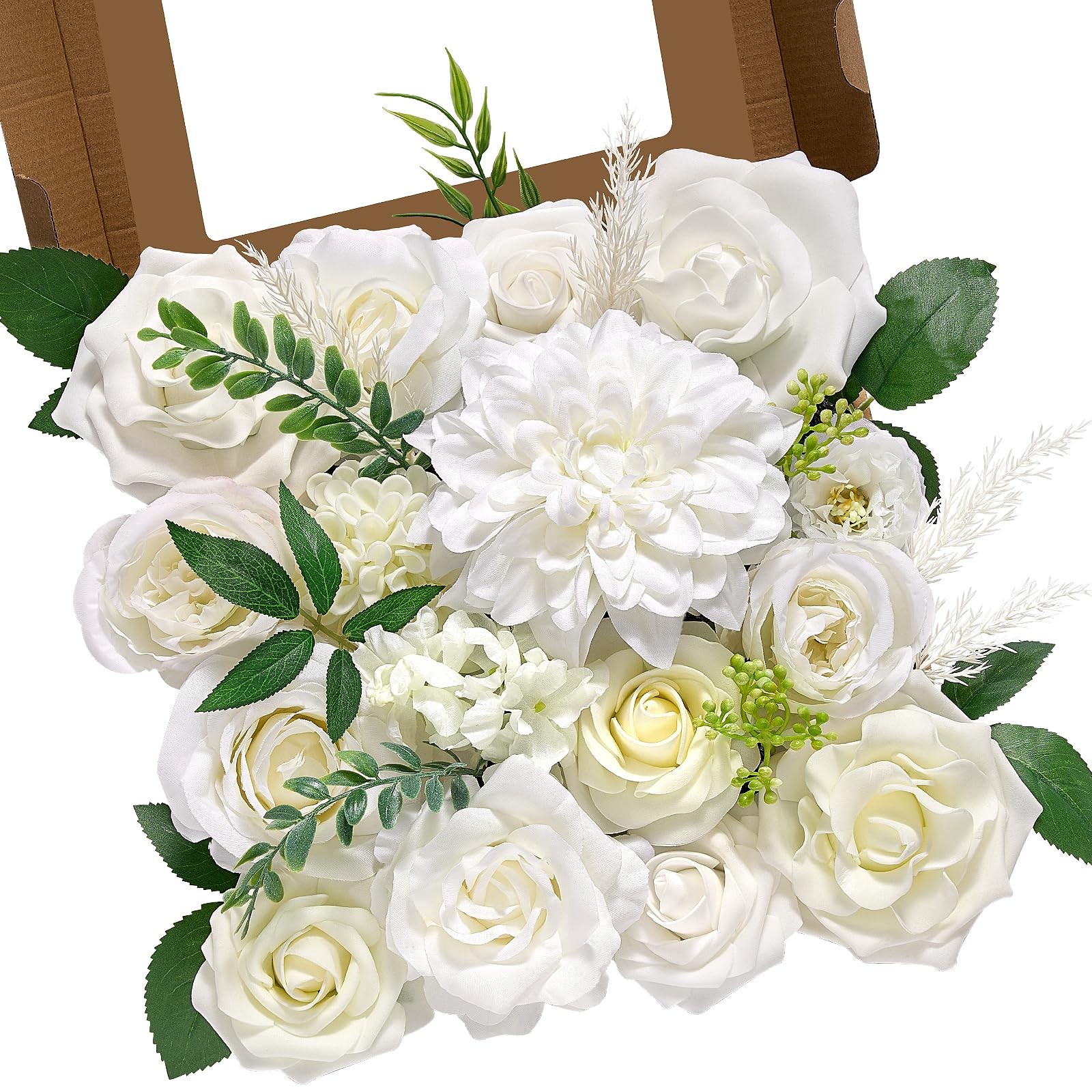Artificial Flowers White Silk Fake Flowers For DIY Wedding Bridal Bouquets