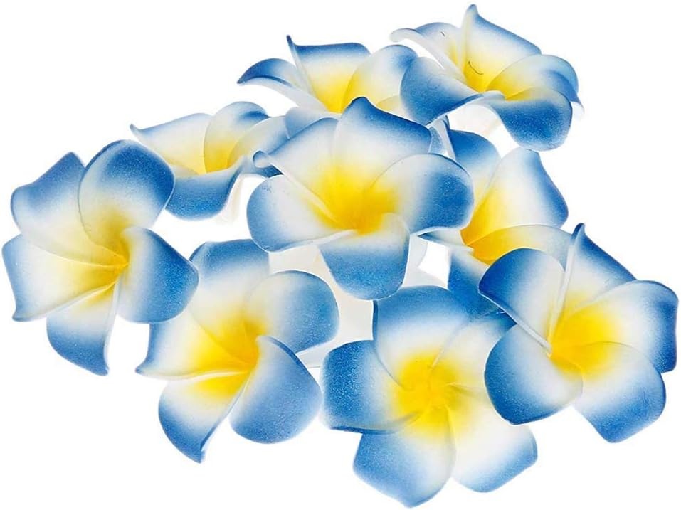 100Pcs White Foam Hawaiian Frangipani Artificial Plumeria Flower Petals Cap Hair