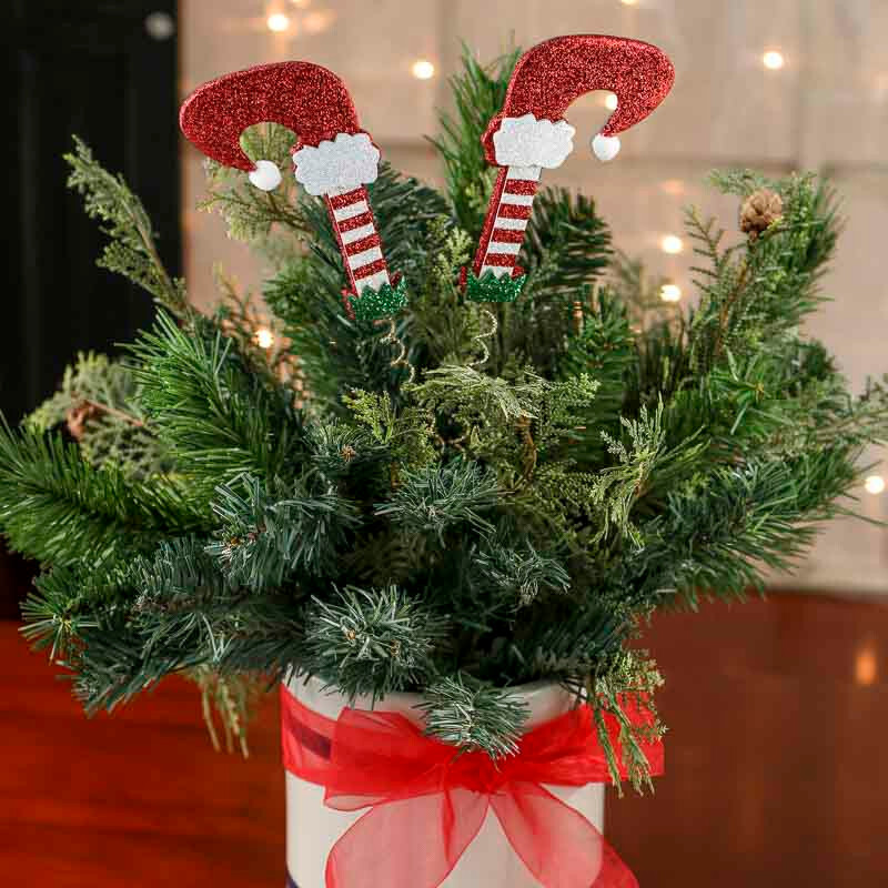 Set of 4 Festive and Whimsical Glittered Elf Legs Christmas 16-3/4″ Floral Picks