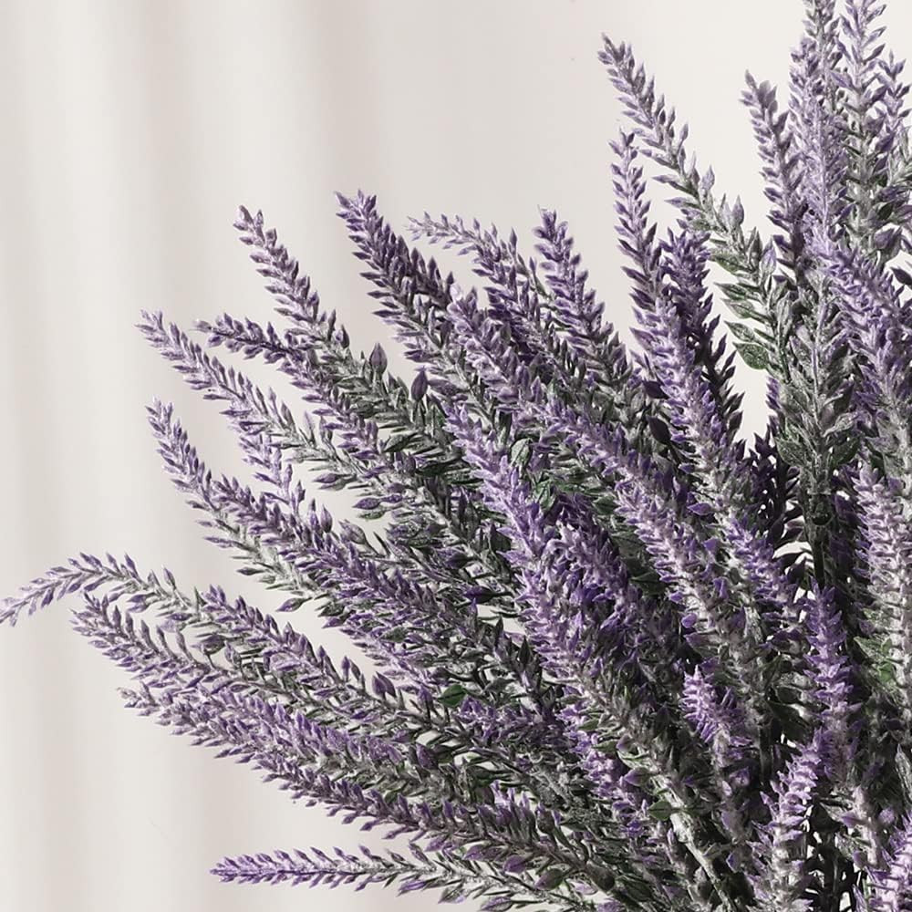 Rustic Artificial Lavender Flowers in Metal Vase for Farmhouse Decor