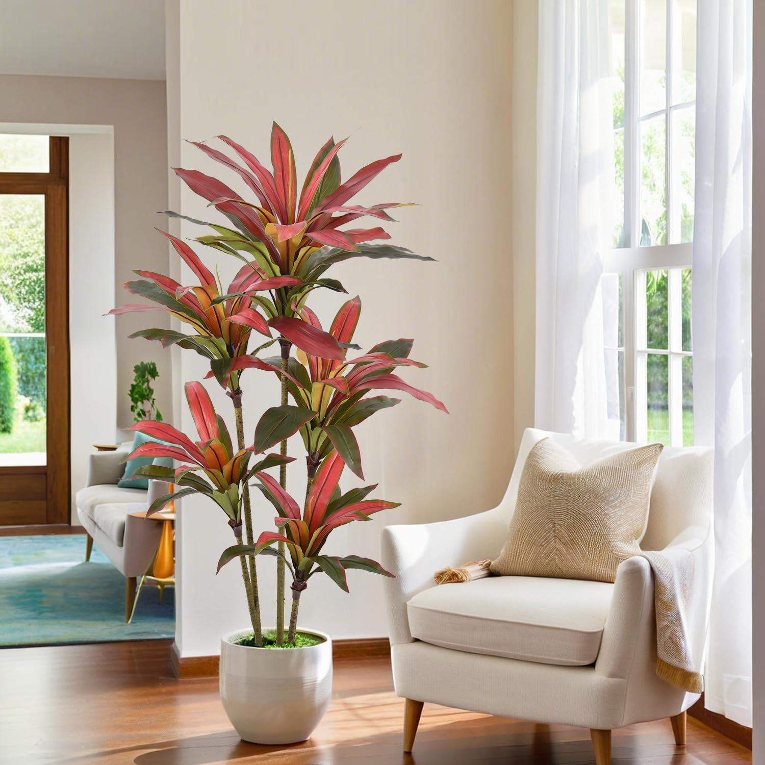5Ft Artificial Dracaena Tree – Realistic Faux Silk Plant for Home & Office Decor