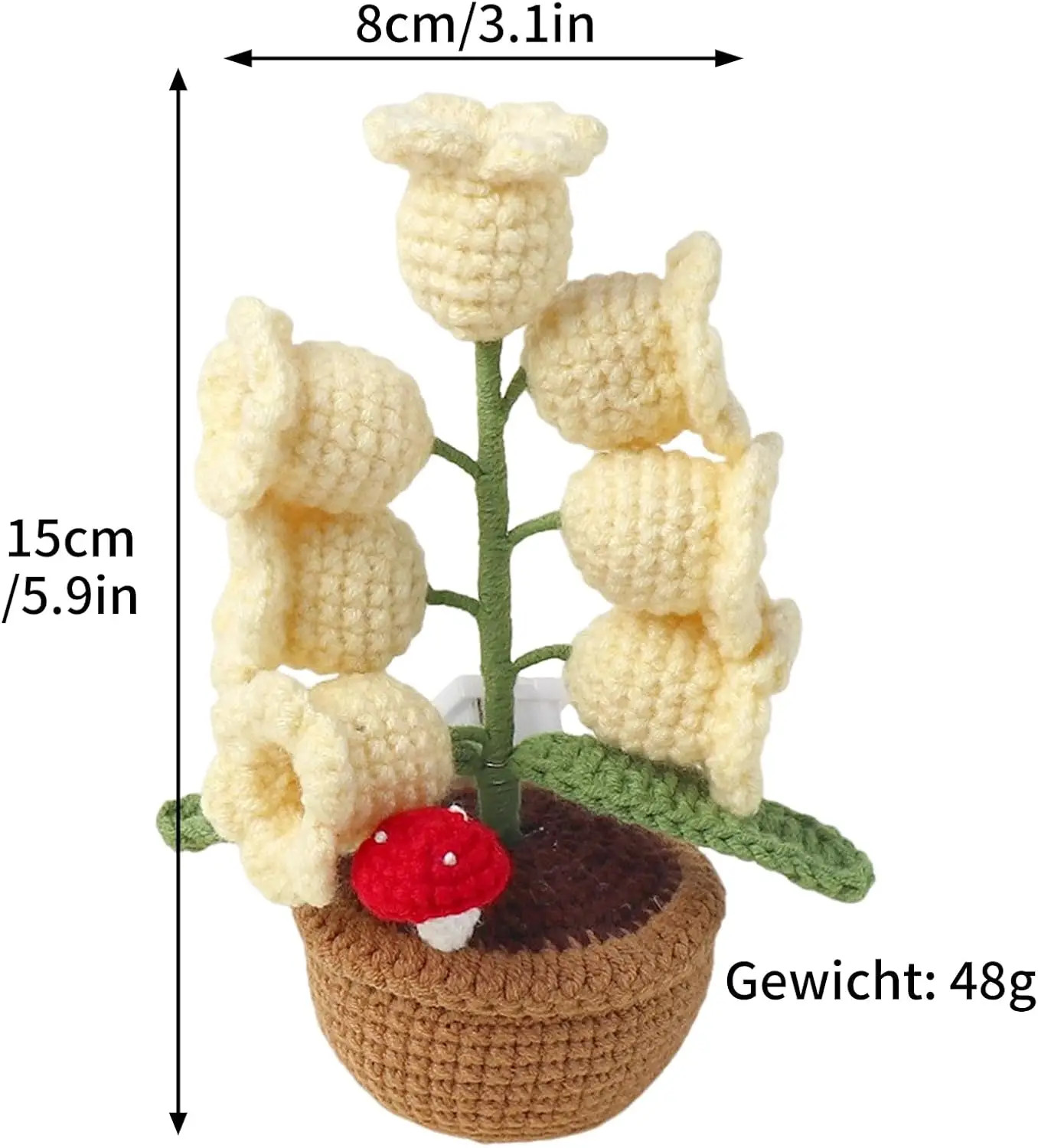 LED Crochet Lily of the Valley Flower Pot Mother’s Day Gift