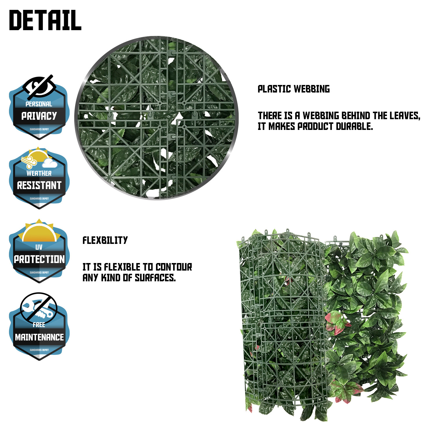 20″x20″ Artificial Faux Leaf Photinia Fence Screen Wall Decor Panel