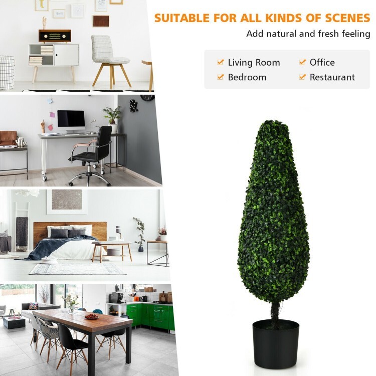 2 Pack Artificial Tower 3FT Topiary Tree UV Resistant Indoor Outdoor Office Tree