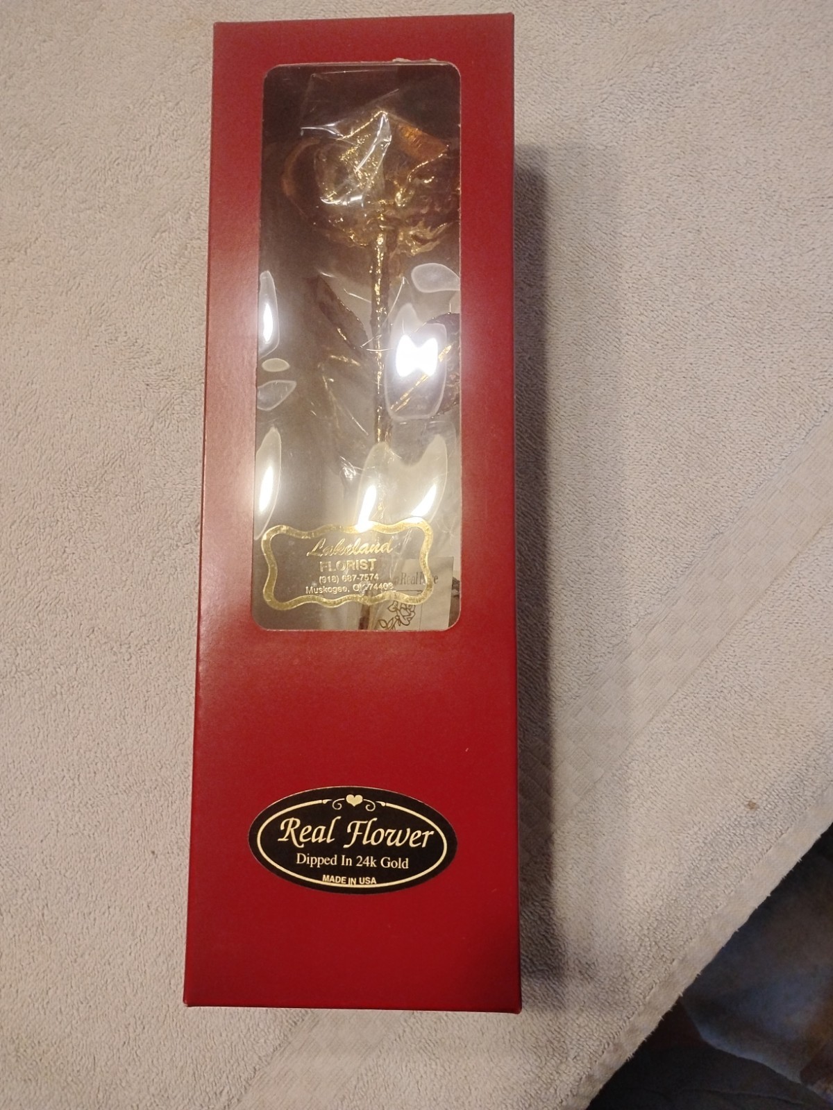 Real Rose Dipped In 24K Gold Red Gift Box
