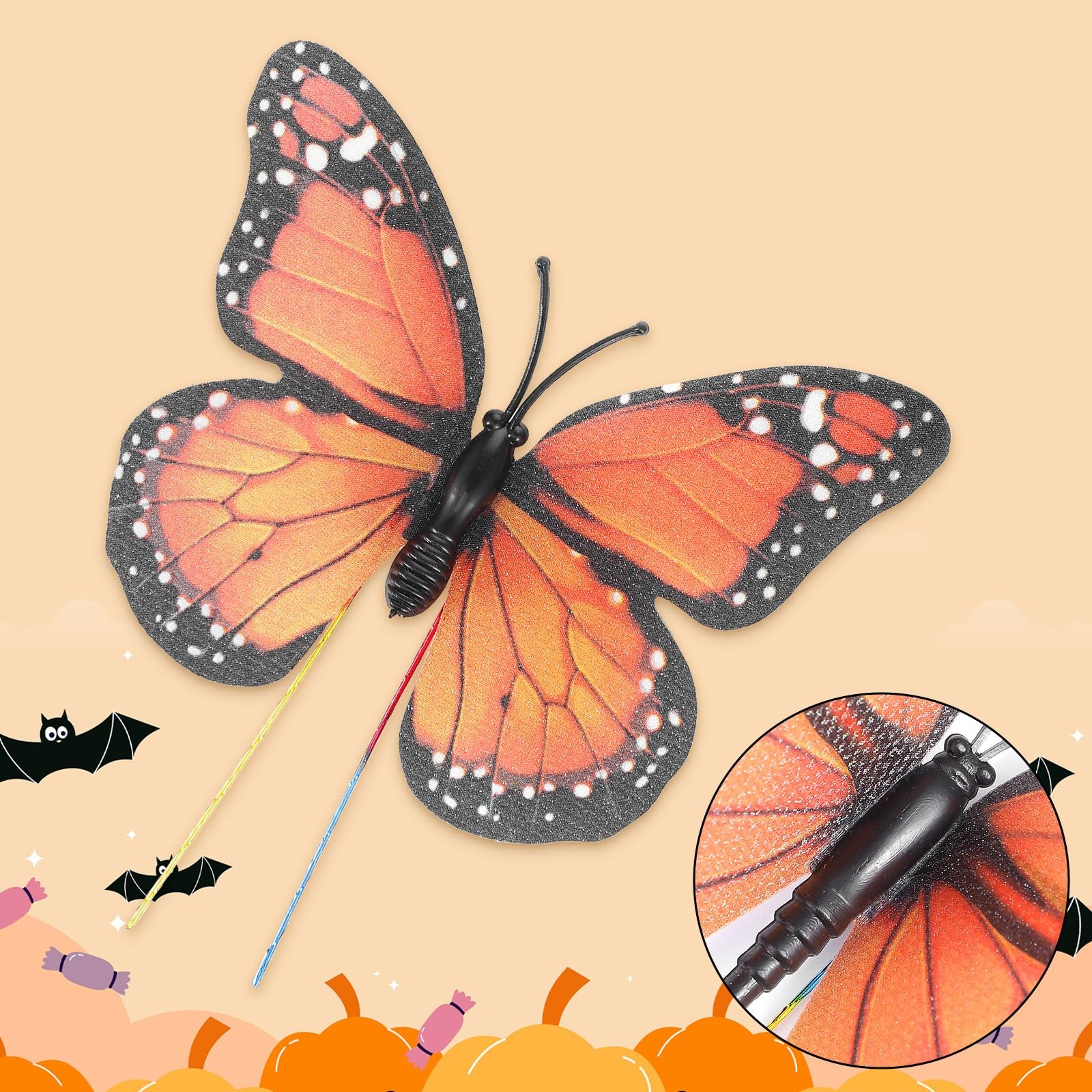 24Pcs Realistic Monarch Butterfly Decorations Orange Butterflies for Crafts A…
