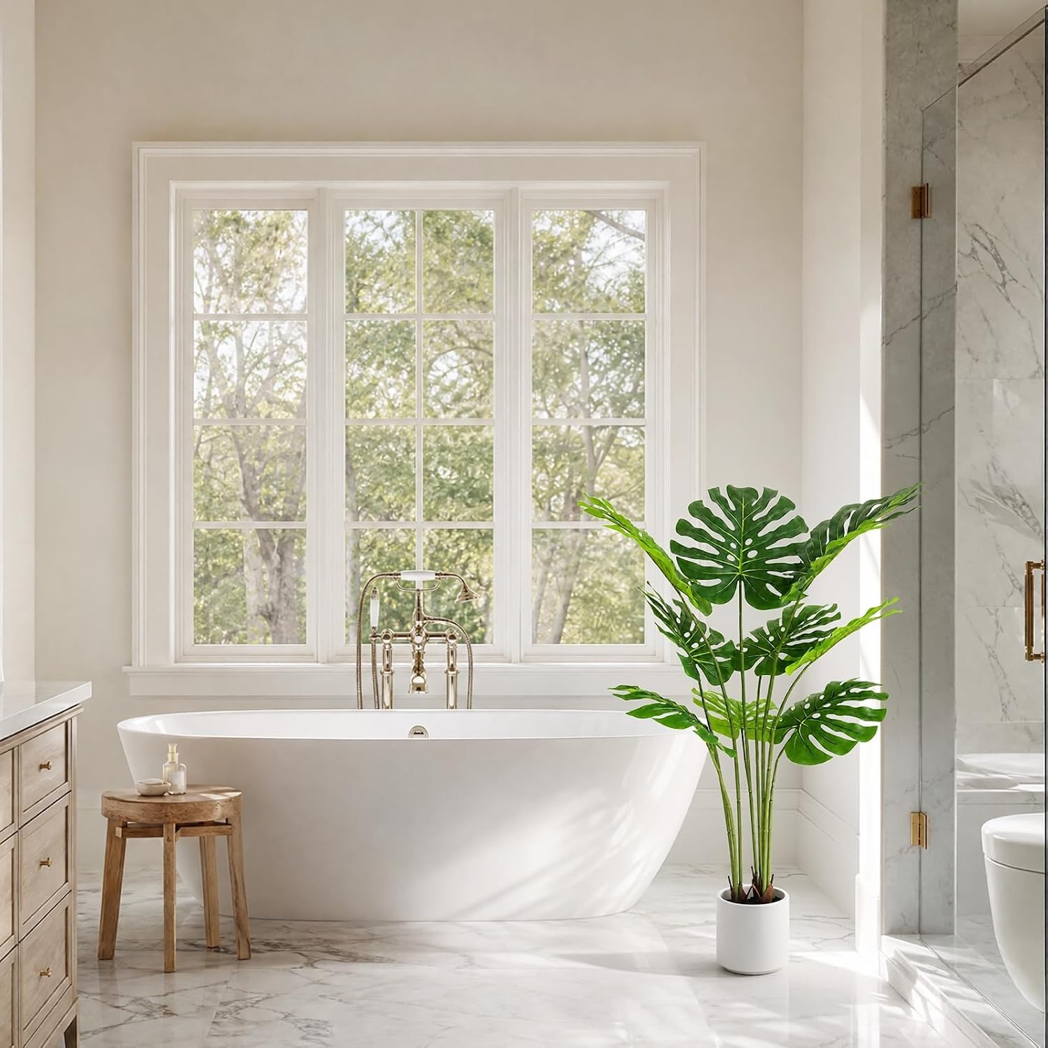 Artificial Monstera Deliciosa Plant 3.6ft, Lifelike Faux Swiss Cheese Floor