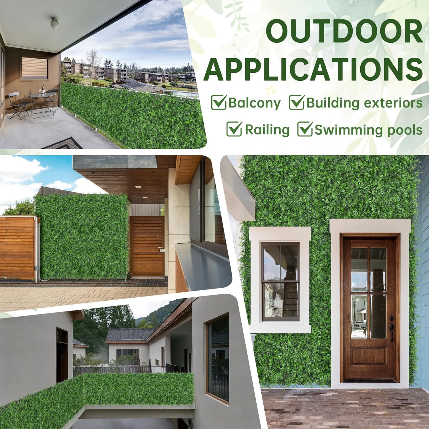 20″X20″ Boxwood Green Wall Panels – 24Pcs Faux Hedge Decor for Indoor/Outdoor
