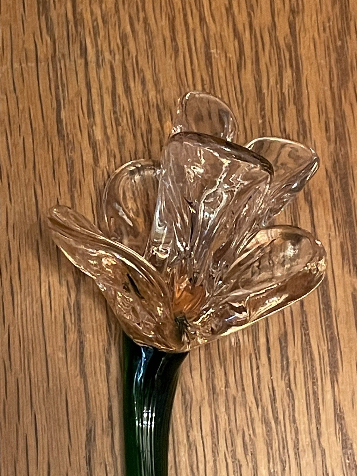 Vtg Murano Style Lot 4 Hand Blown Art Glass Long Stem Flower Bouquet 19″-20″