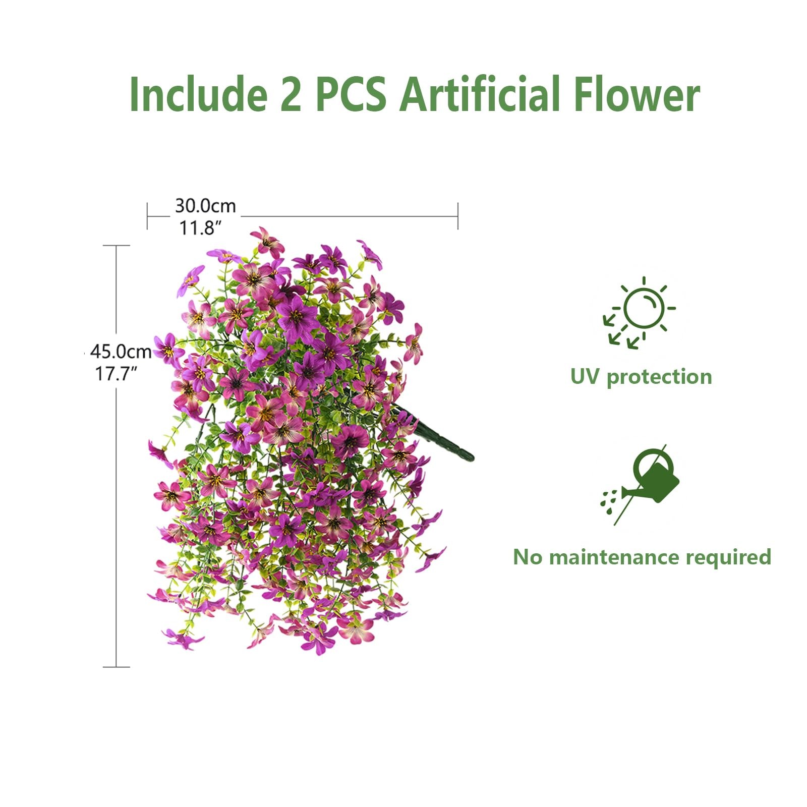 Artificial Flowers for Outdoor Faux Hanging Plants Spring Summer Decoration 2…