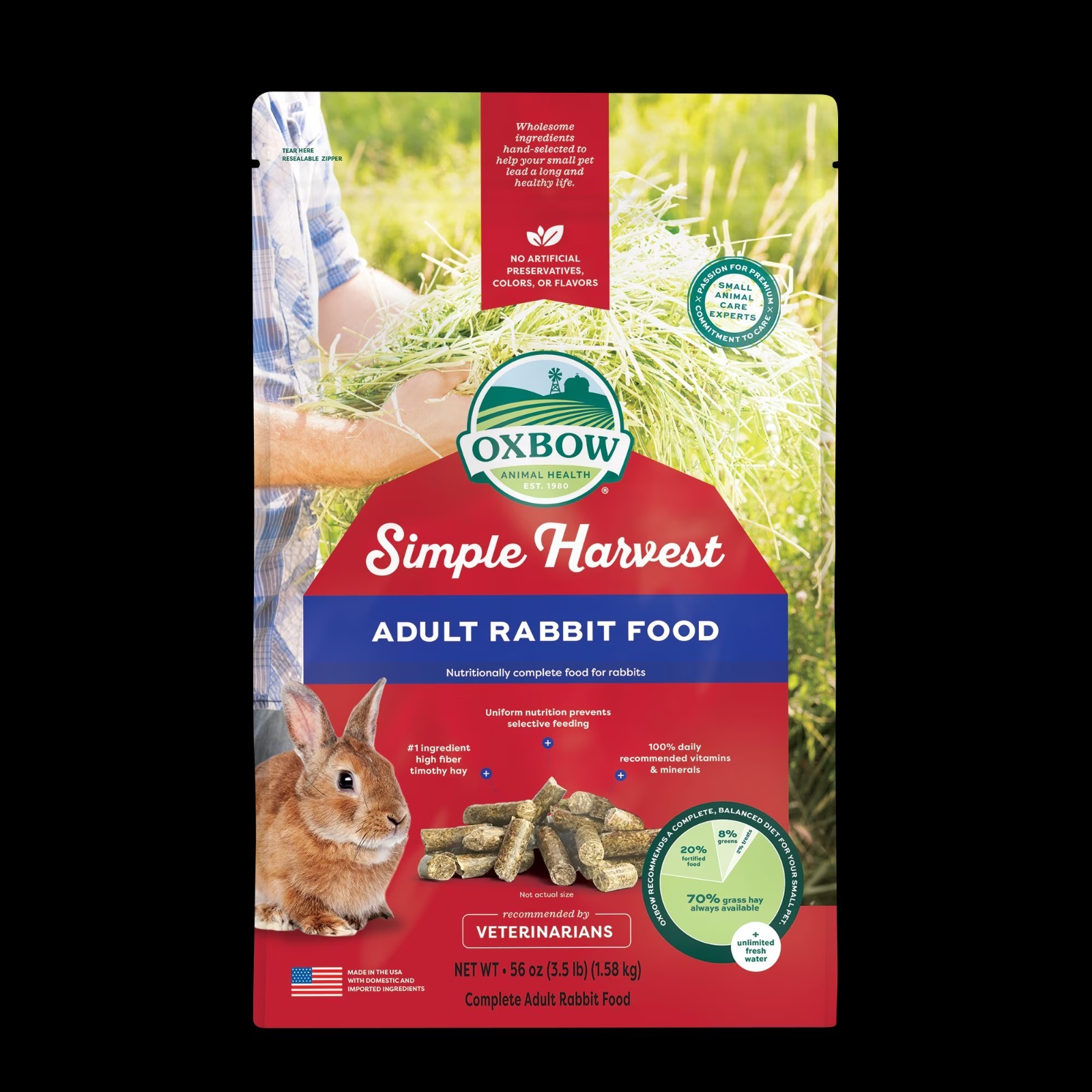 (5pack) Oxbow Simple Harvest Adult Rabbit Food 3.5lb.