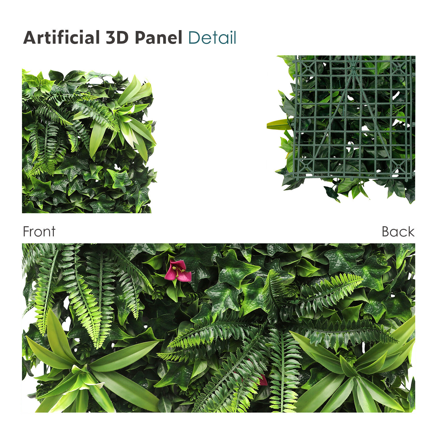 20″x20″ Artificial Faux 3D Mixed Panel Leaf Privacy Fence Screen Decor Hedge #7
