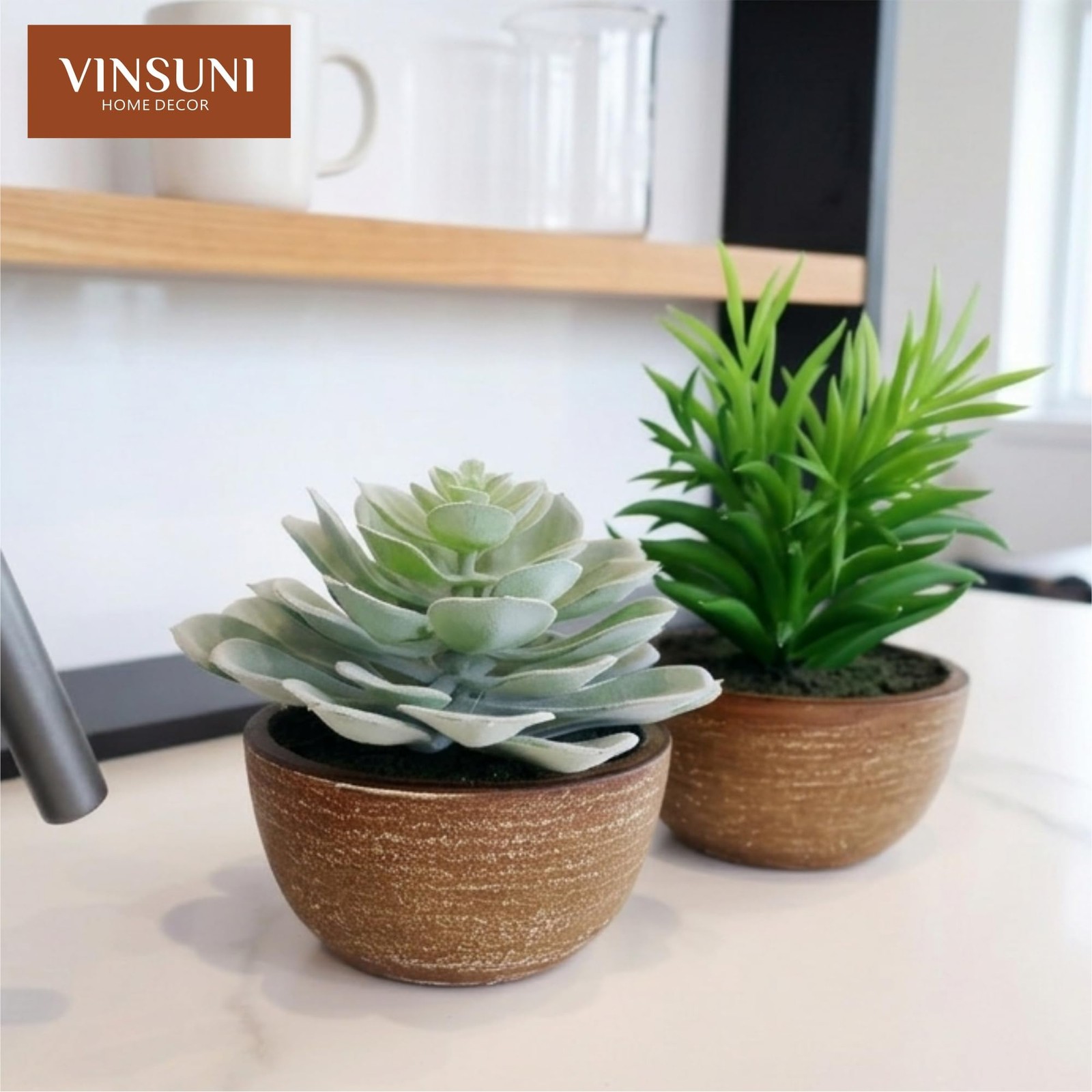 Artificial Succulents, Plastic Artificial Green Plant for Office, Home Decor …