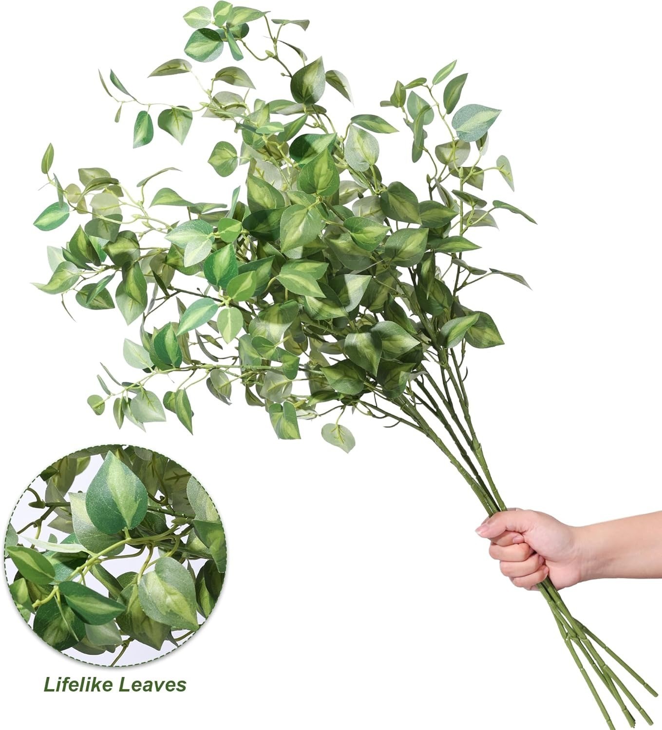 5pc Artificial Eucalyptus Leaves Stem 32.7″ Faux Greenery Branches Farmhouse DIY