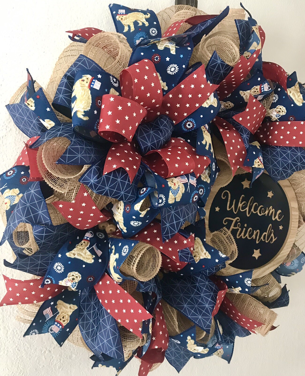 Deco Mesh Patriotic Rustic Wreath, Americana Wreath, Patriotic Decor,