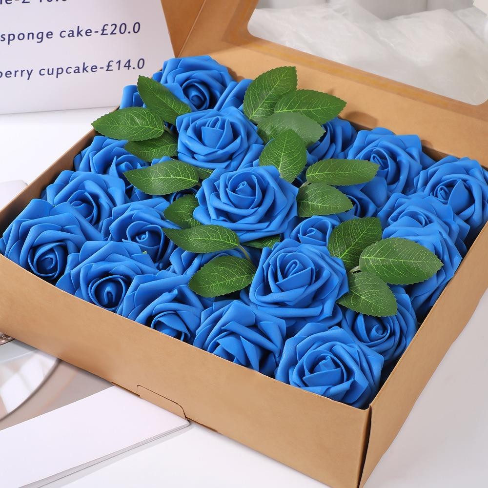 25PCS Artificial Foam Rose Flowers DIY Wedding Party Home Floral Decoration 7cm