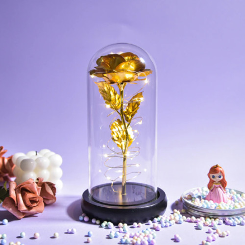 Galaxy glass rose flower with LED light, a gift for the most cherished person