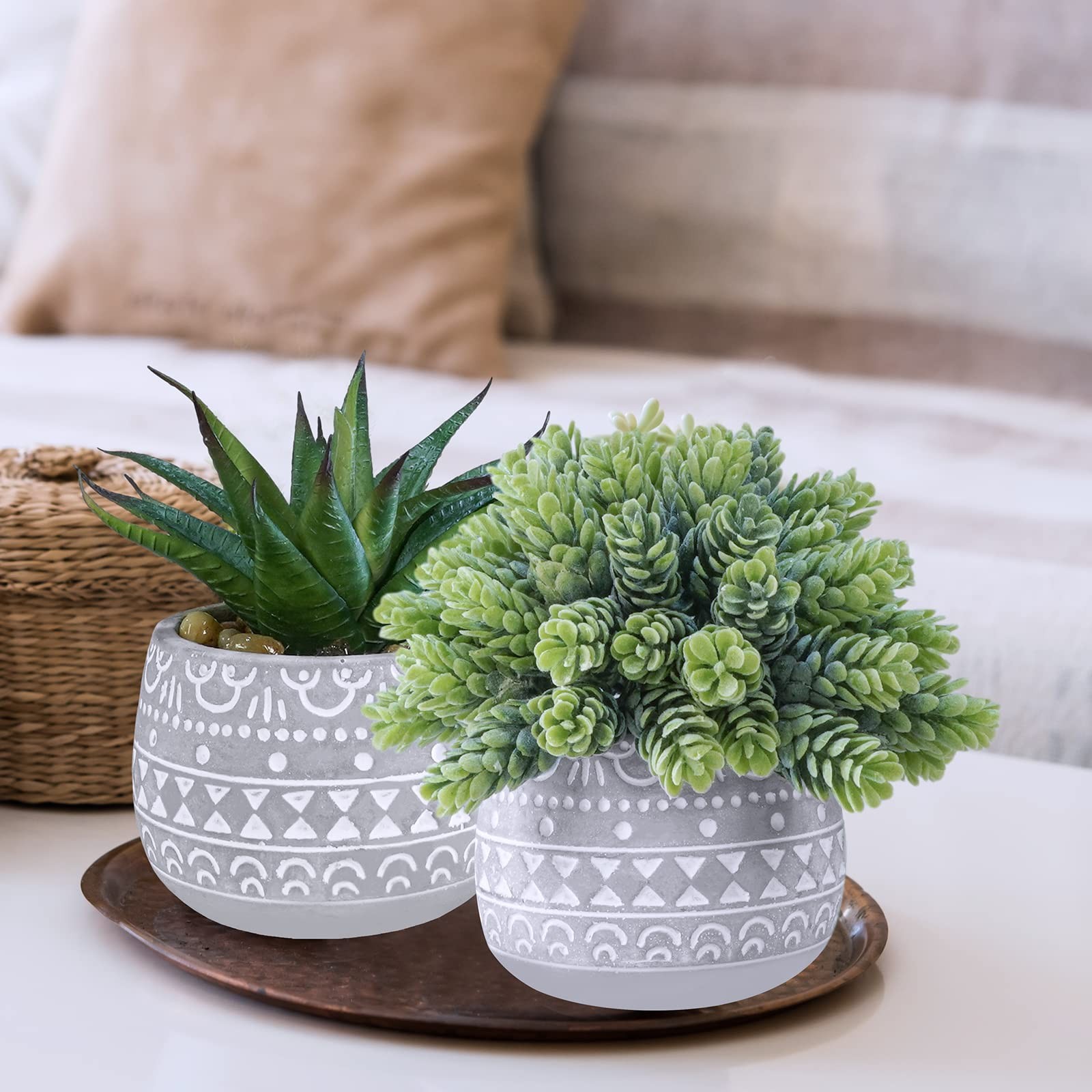 3 Pcs Assorted Small Potted Succulent Plants Artificial Aloe Hops String of P…