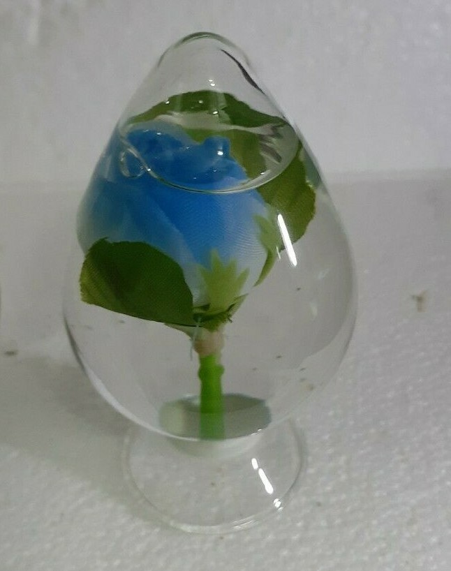 Vintage Eleco Water Globe Set Pink Purple Blue Silk Flower Ornament Taiwan 1970s