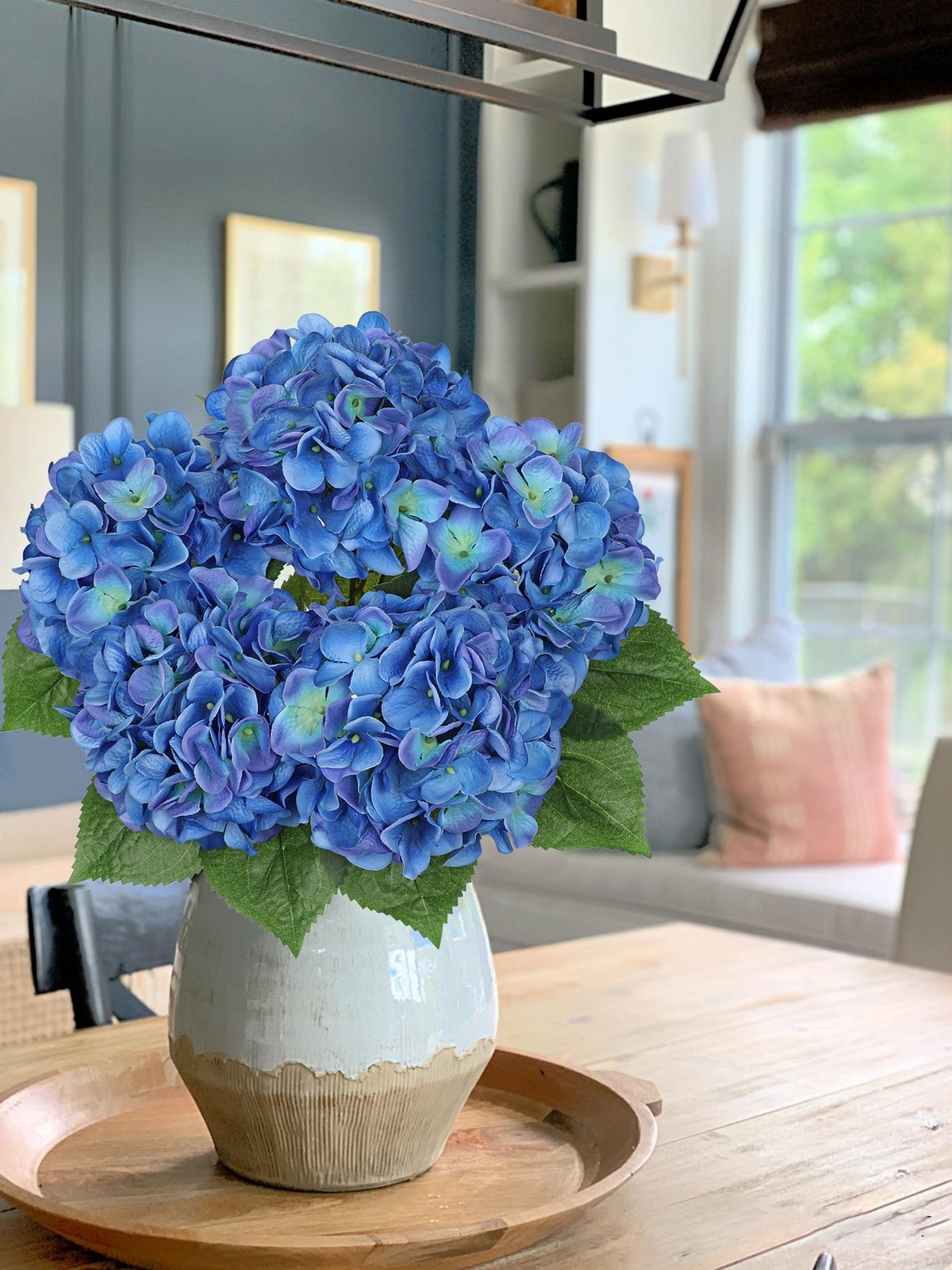 Hydrangea Artificial Flowers Large Artificial Dark Blue Hydrangeas Silk Flowe…