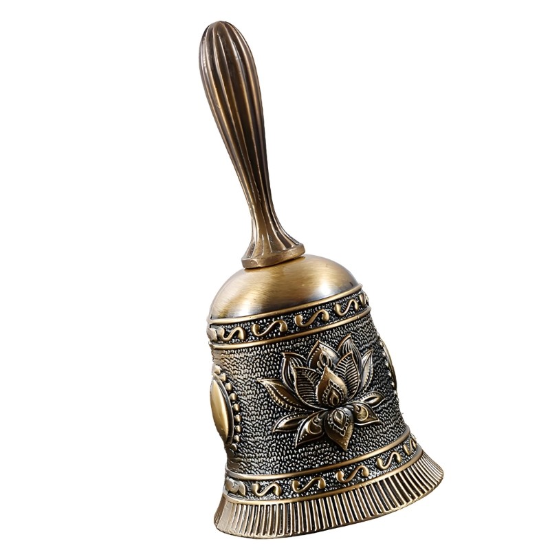 Flower Pattern Metal Hand Bell Handbell for Teaching, Props, and Table Display