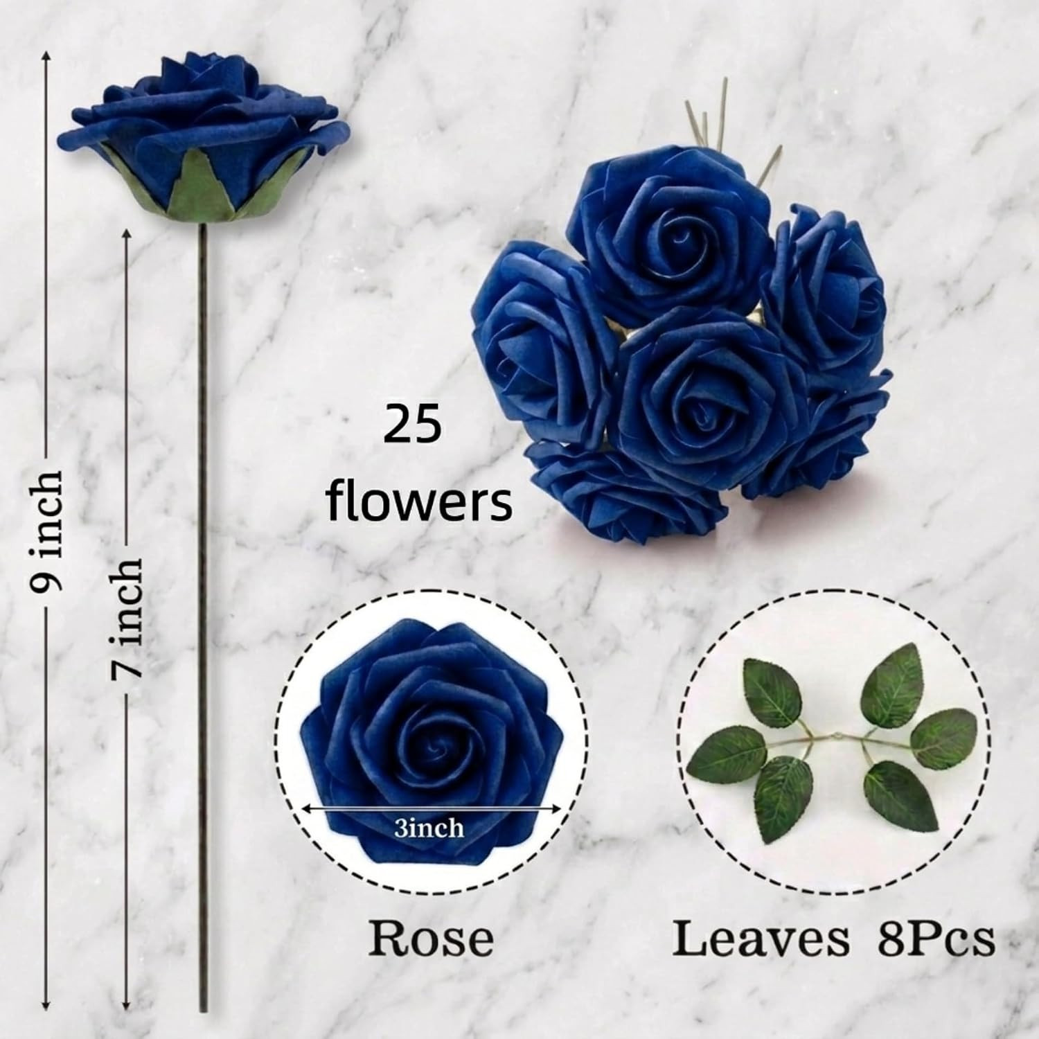 Artificial Flowers 25pcs Foam Fake Roses with Stems for DIY Wedding Bouquets …