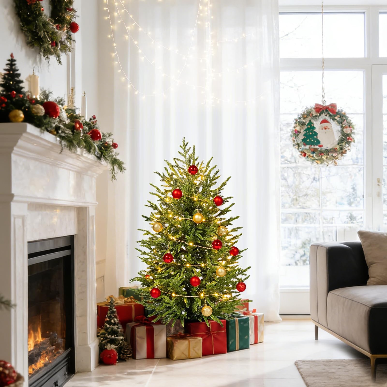3ftArtificial Topiary Trees for Outdoor Front Porch Décor, Real Touch Norfolk…