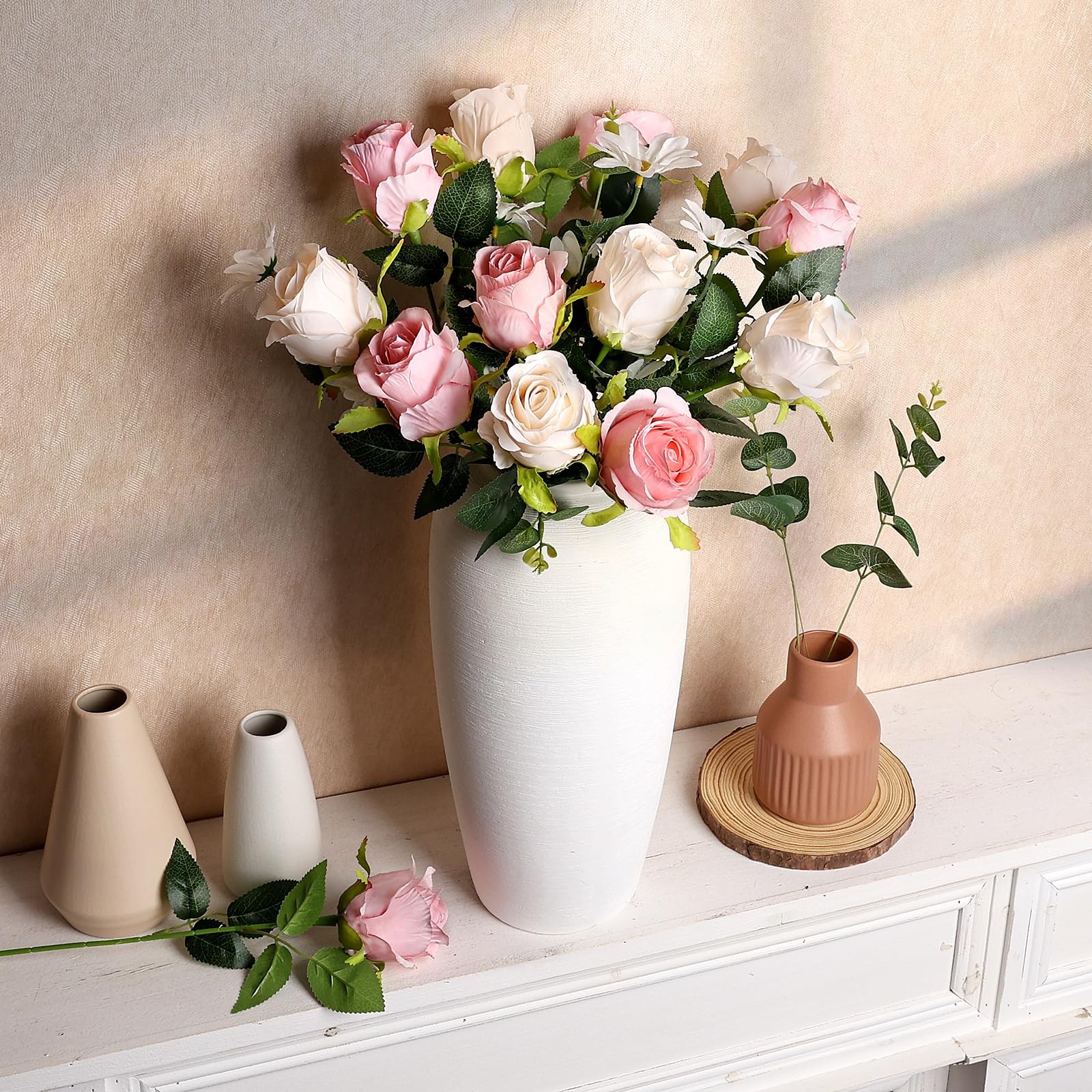 Artificial Roses 30 PCS Pink Silk Flowers 20″ Length 2.4″ Head – DIY Wedding
