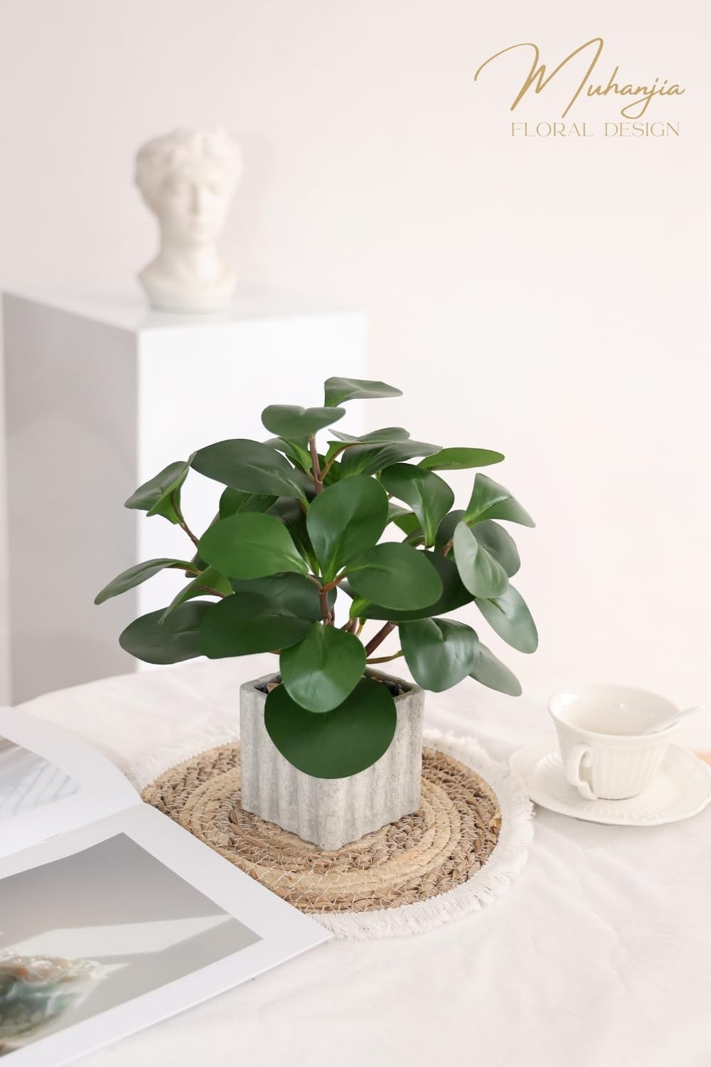 Artificial Potted Plant, Lifelike Faux Greenery in Decorative -Look Square Po…