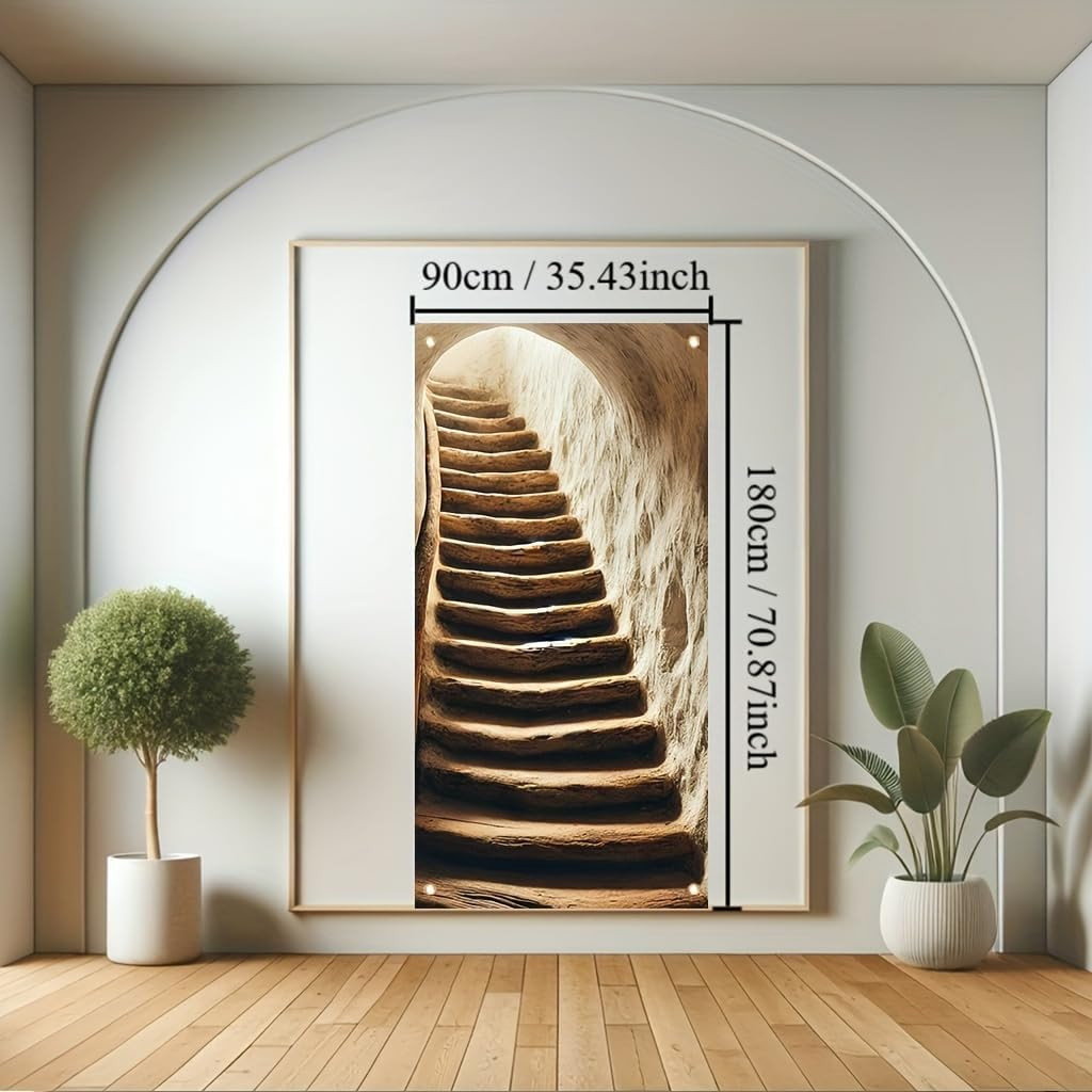 Rustic Stone Stairway 71X35 Inch Ancient Cave Steps Design Outdoor Decoration Vi