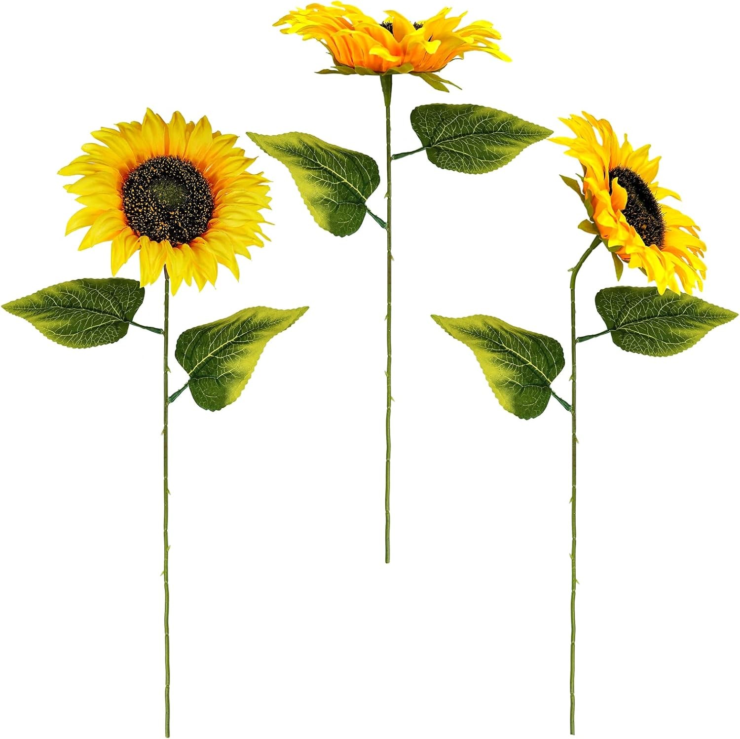 9-Pack Artificial Sunflower Stems, 19.7″ Tall Full & Lifelike Yellow Silk