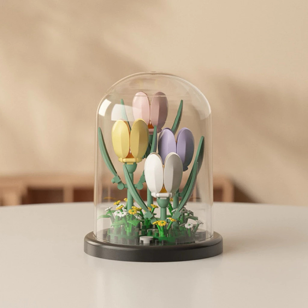 New Flower (Tulip) Assembled Toys Building Blocks Potted Plant Ornaments