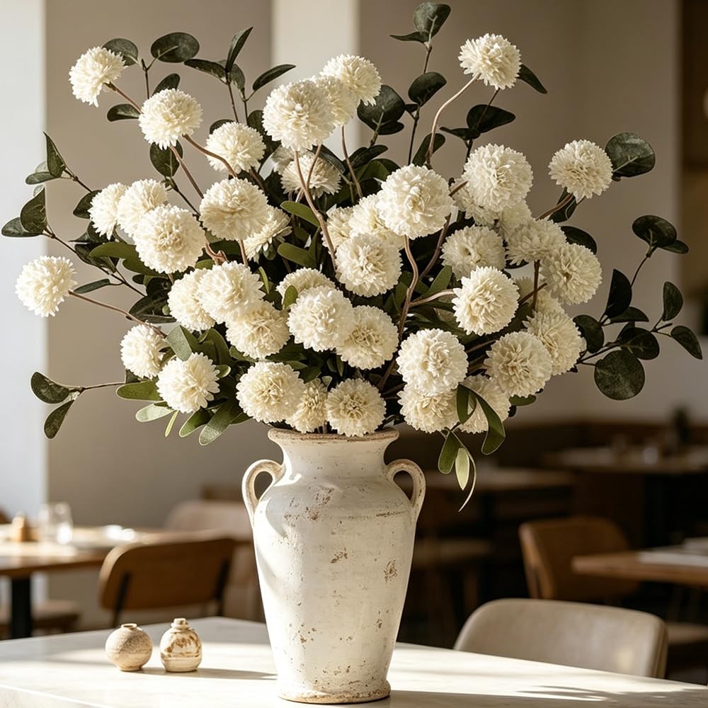 10pcs Long Stem Artificial Flowers with Eucalyptus for Vase,20″ Tall Fake Sil…