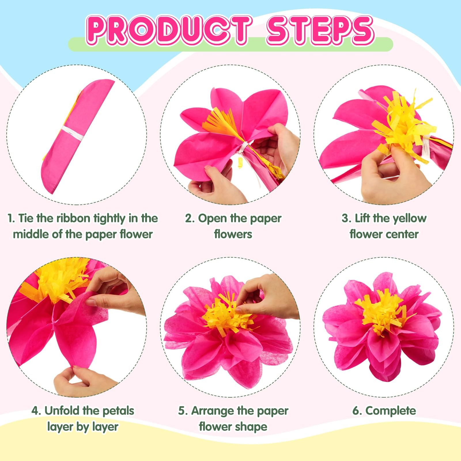42 PCS Tissue Paper Flower Faux Palm Leaf Set 20″ 10″ Colorful Tropical Luau