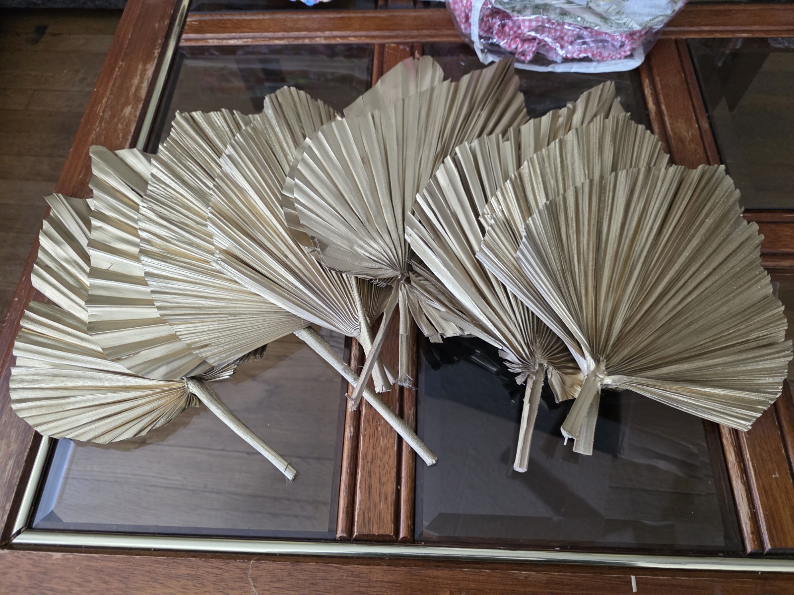 Artificial Dried Palm Leaf Branch Twig Stem Gold Floral Decor